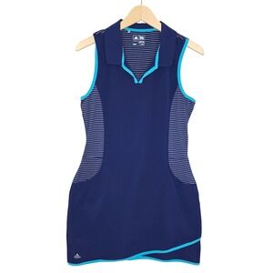 Adidas Golf Women's Dress & Shorts  2-piece Navy Striped Cyan Trim Sleeveless M